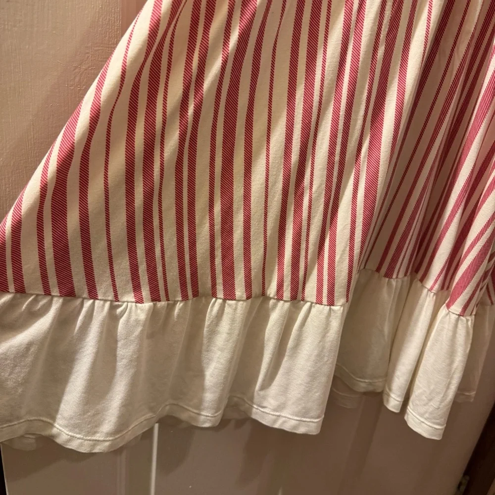 WILDLING 2T* -3T Girls Peppermint Striped Maxi Lounge Dress Red & White w Ruffle